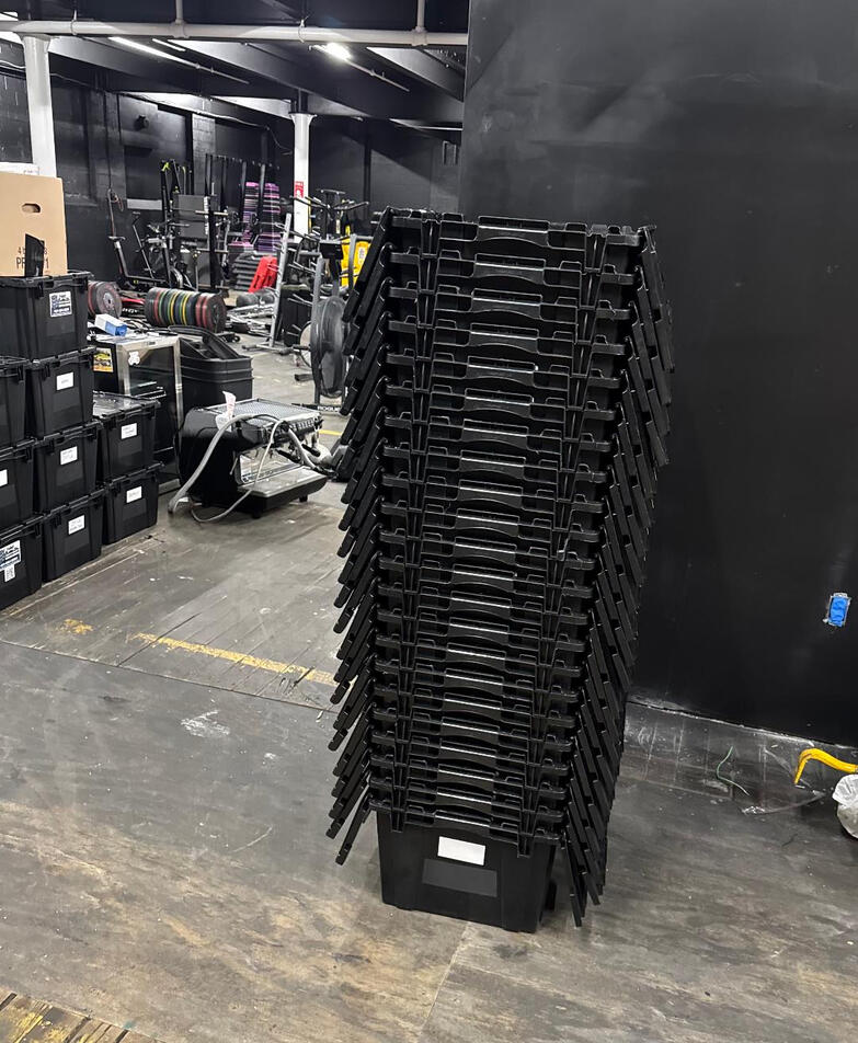 Commercial move of 40 moving crates at a gym in Pawtucket, RI