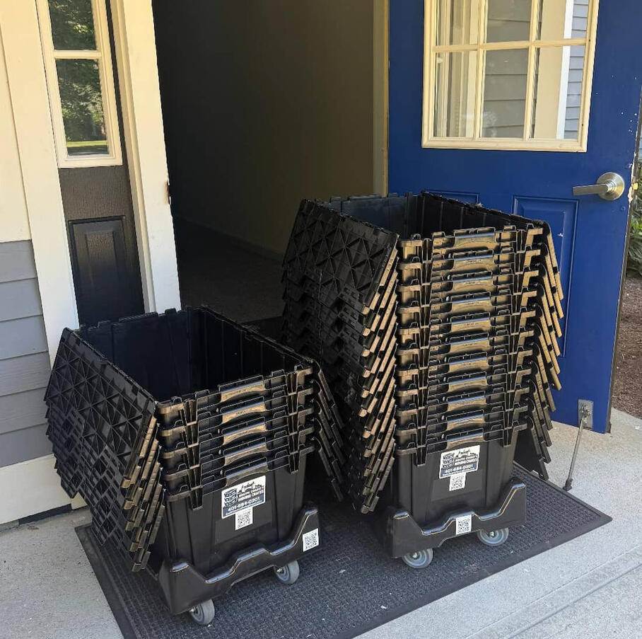 55 crate delivery to a front door in West Warwick